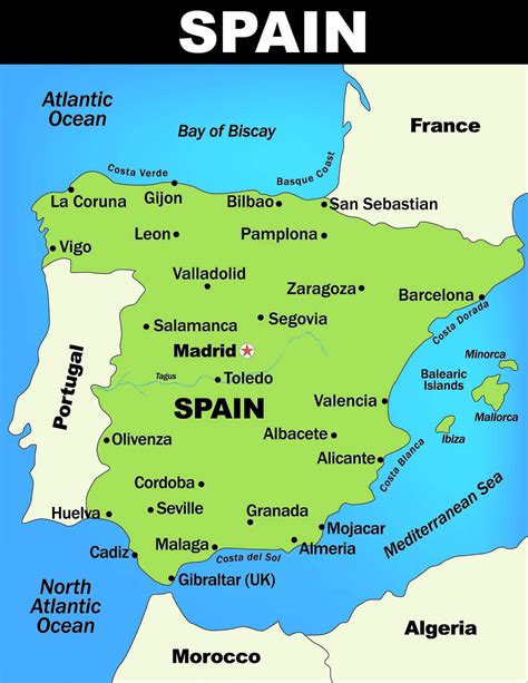 map of spain with cities and towns